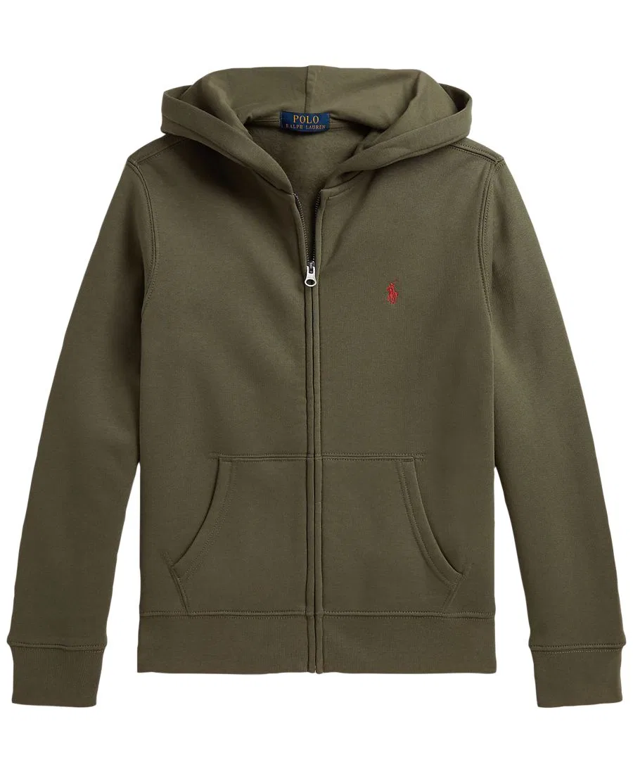 Детский худи на молнии с флисом, с капюшоном и длинным рукавом Polo Ralph Lauren, Cruise Olive