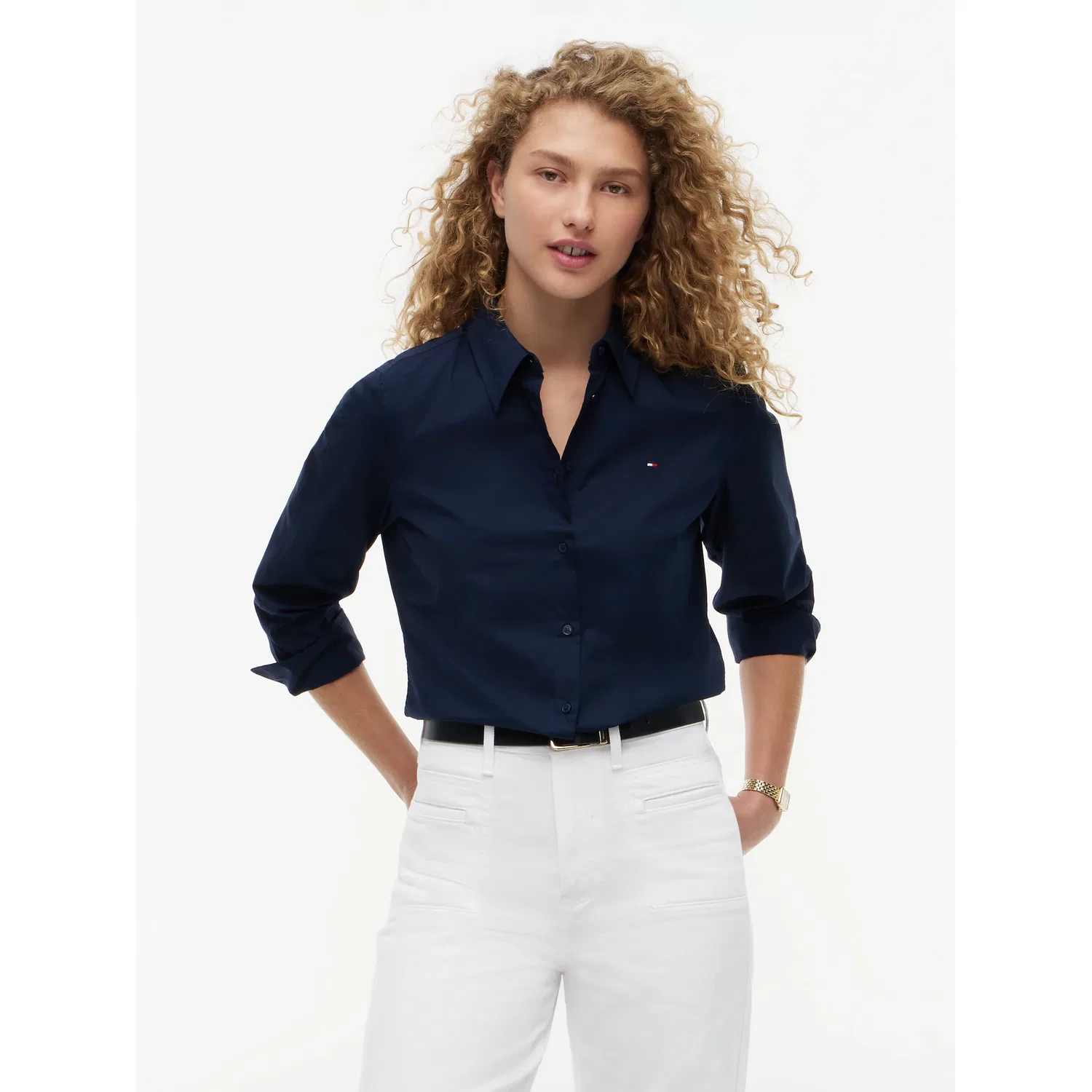 Женская блуза-рубашка стрейч Tommy Hilfiger, Dark Night Navy