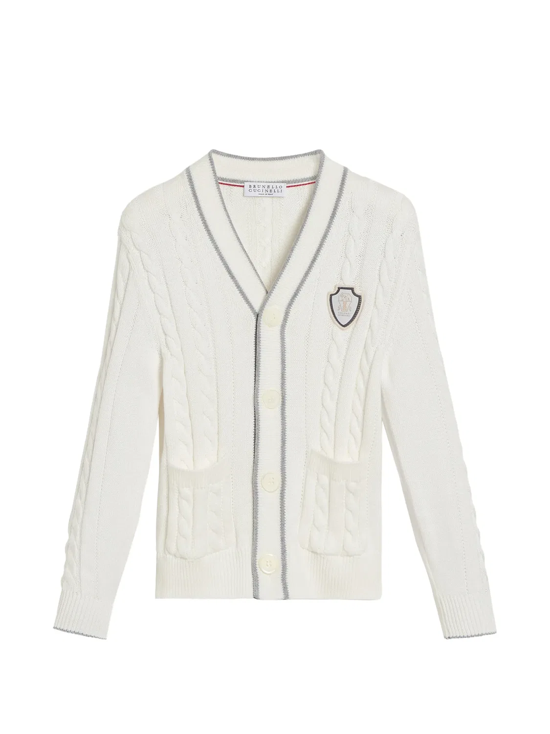 Кардиган с нашивкой-логотипом Brunello Cucinelli Kids, белый