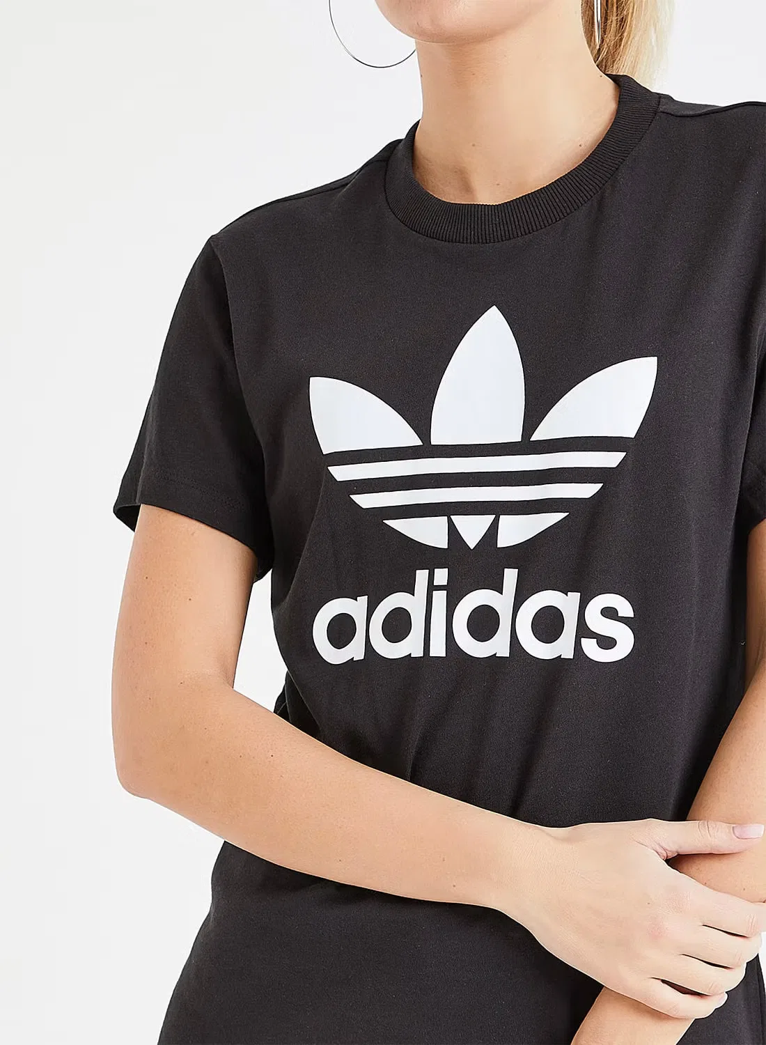 Футболка оверсайз с принтом логотипа Adidas Originals, черный — фото 4