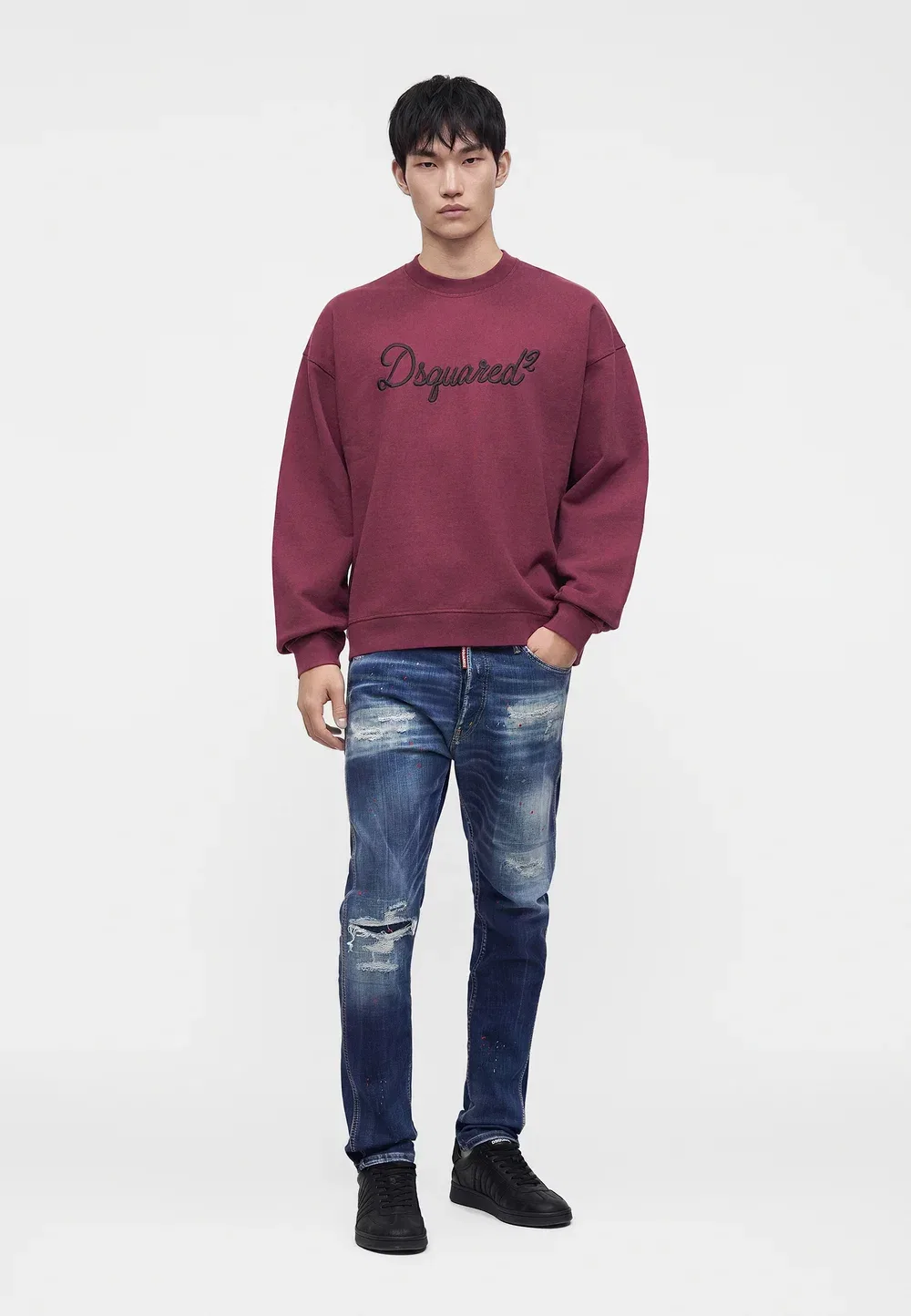 Фирменная толстовка свободного кроя с круглым вырезом Dsquared2, Plum — фото 2