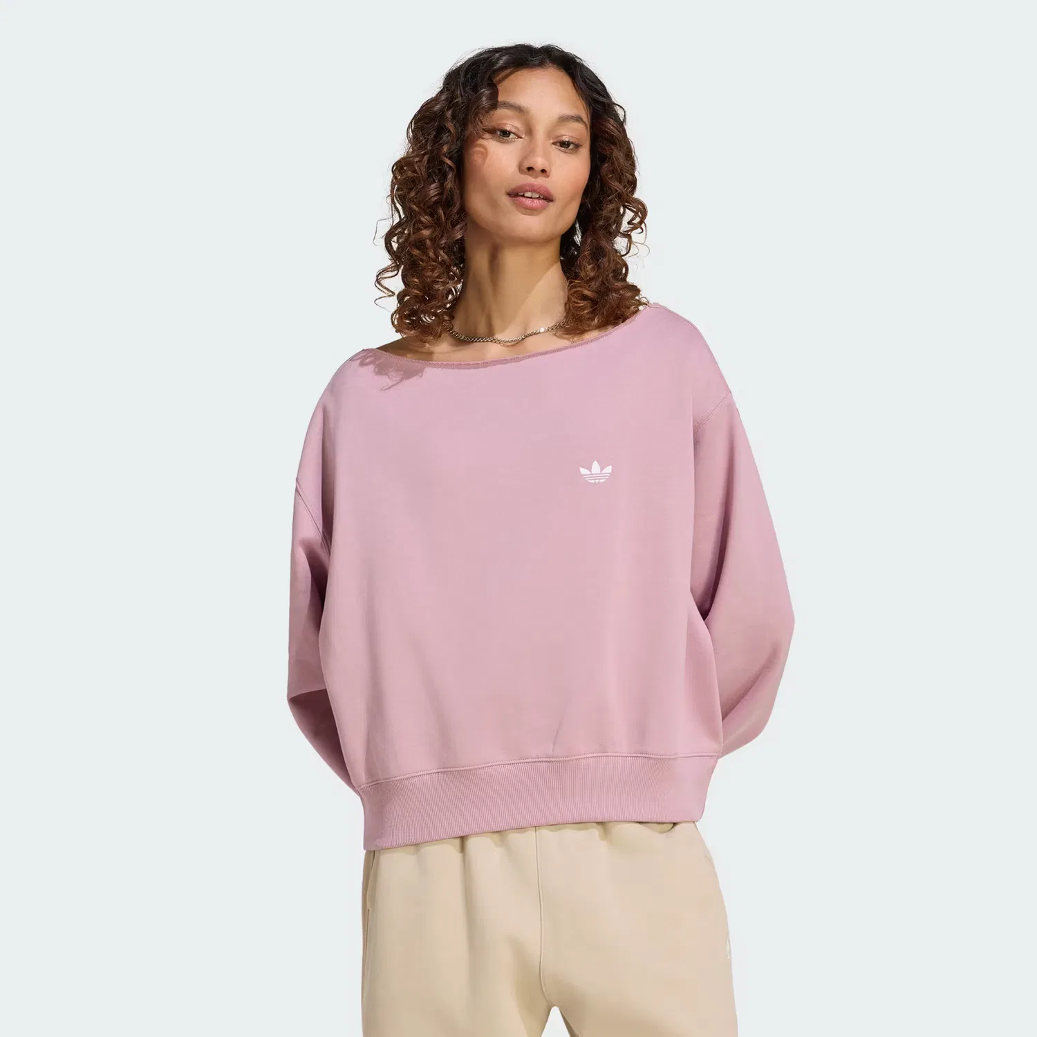 Женский свитшот свободного кроя Essentials Fleece Boatneck Adidas Originals, Magic Mauve