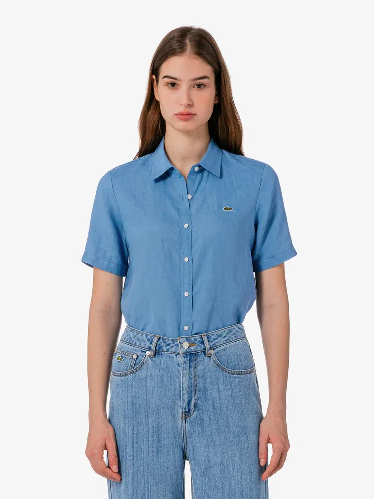 Рубашка LACOSTE Royal Blue с коротким рукавом, классический крой
