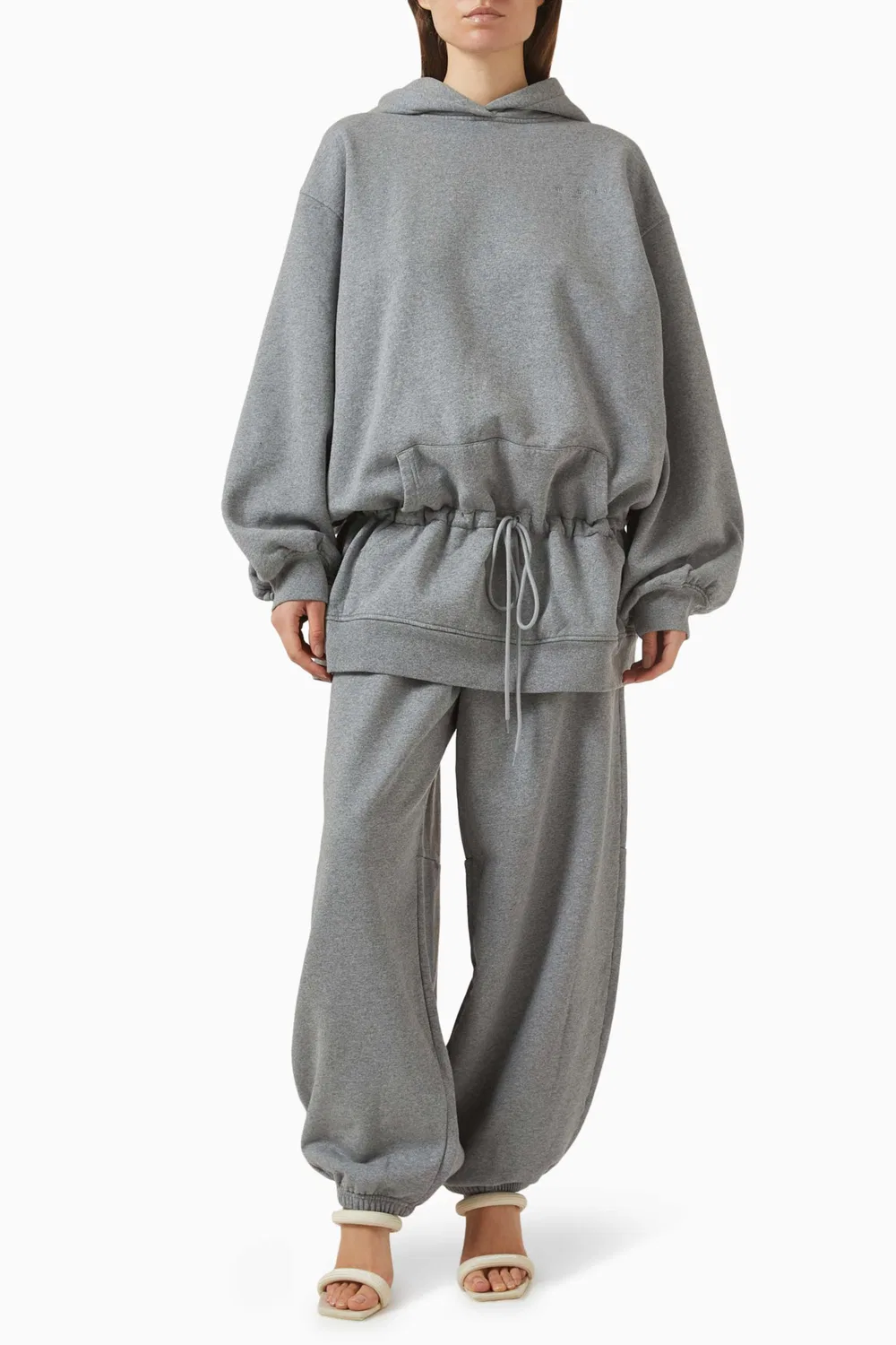 Платье из футера с длинным рукавом худи Alexander Wang, серый — фото 3