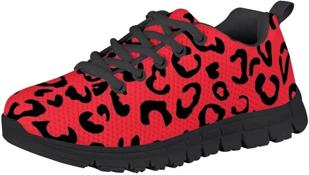 Детские кроссовки для девочек и мальчиков с принтом леопарда Dellukee, Leopard Red