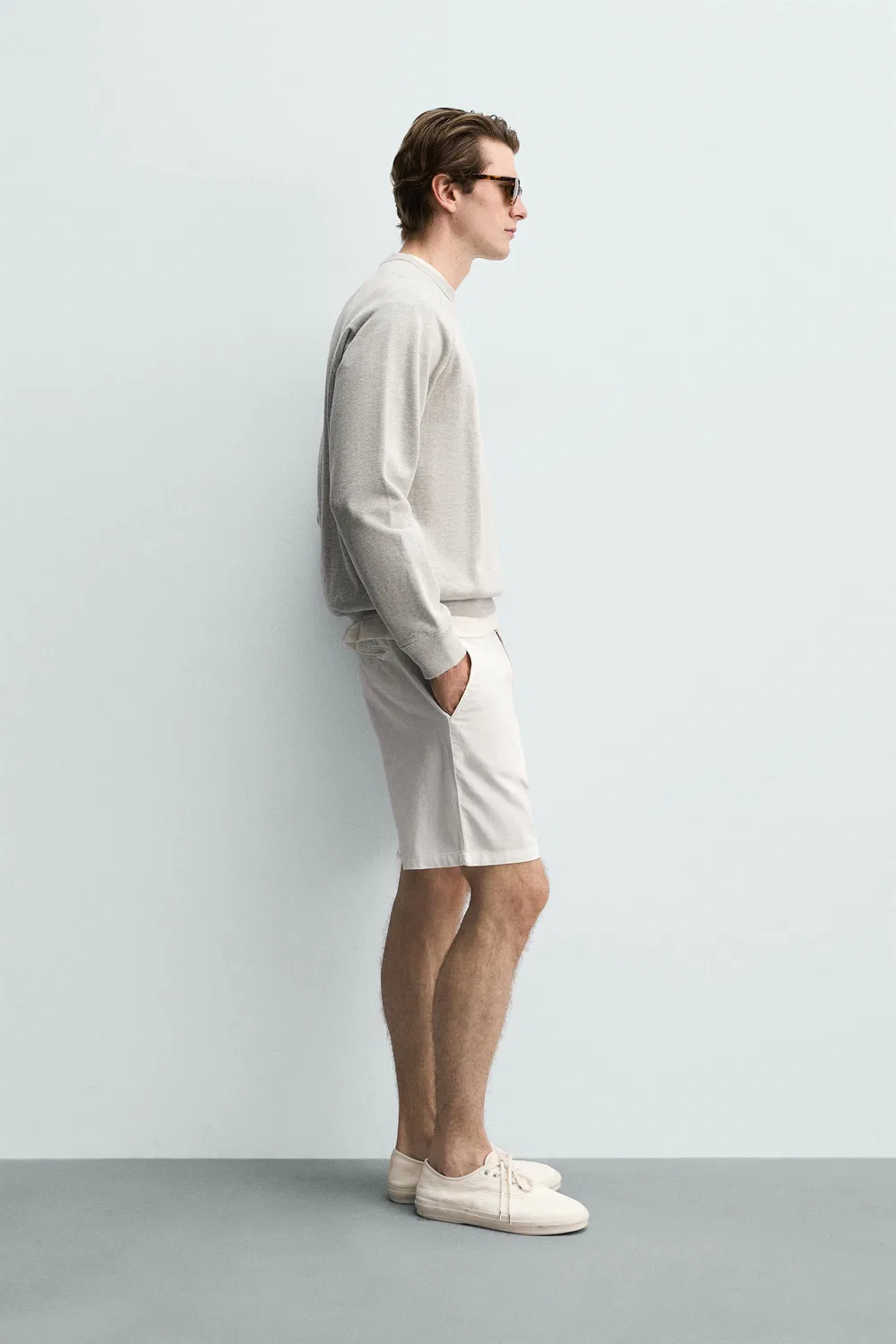 Текстурированные бермудские шорты стандартного кроя ZARA, White — фото 4
