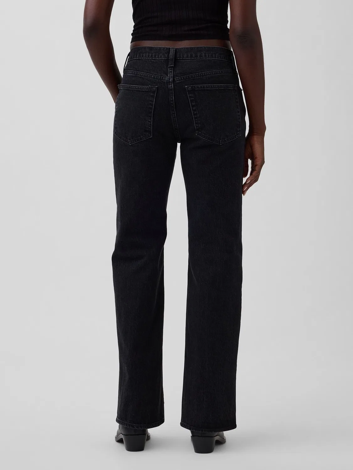 Джинсы прямые свободные Mid Rise Relaxed Straight Gap, черный — фото 2