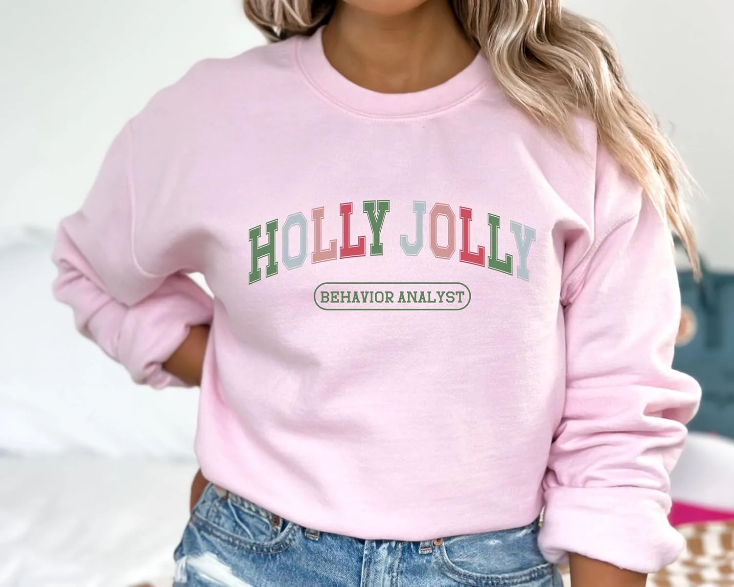 Рождественский свитшот BCBA Varsity, худи для поведенческого аналитика Holly Jolly — фото 3