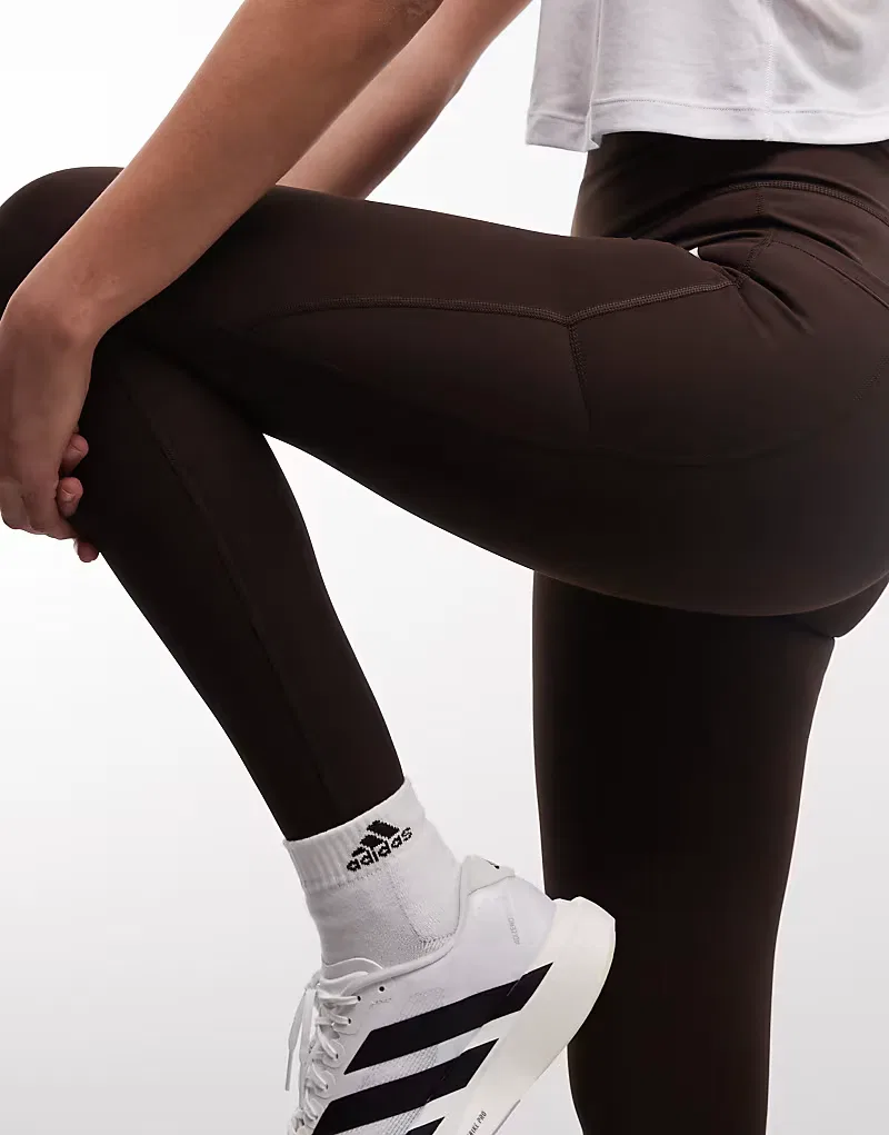 Леггинсы Adidas Training Optime Essentials полной длины, кофейно-коричневый — фото 4