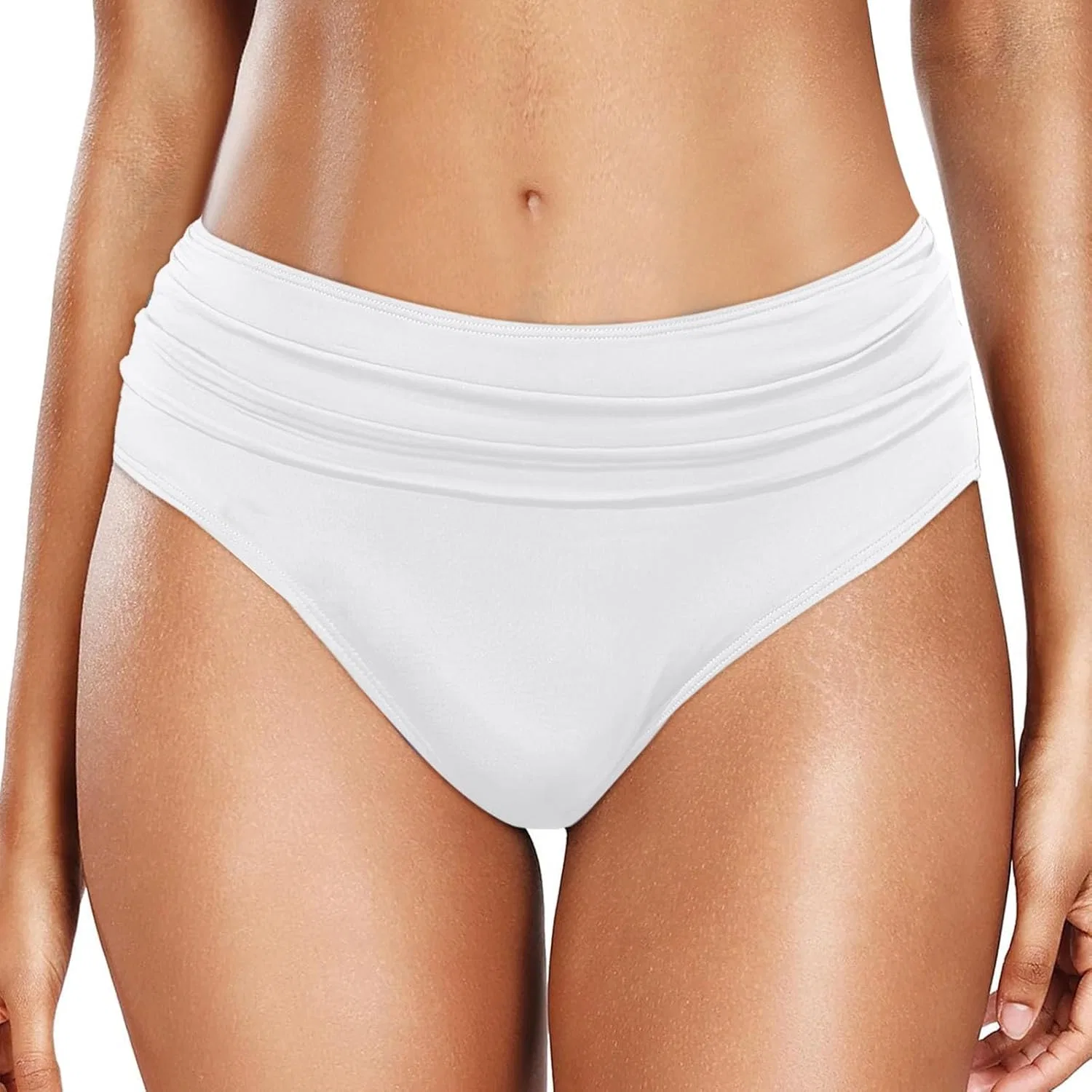 Женские высокие бикини с утяжкой живота Retro Swimwear, White