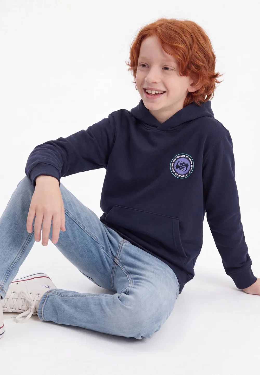 Худи с графическим принтом - худи Quiksilver, Dark Navy