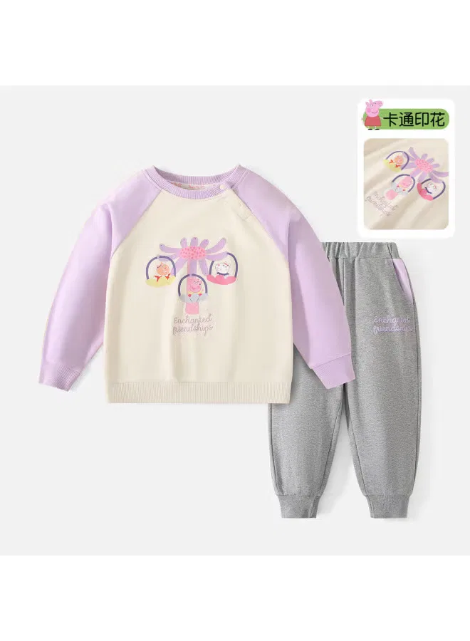Комплект с принтом Peppa Pig, фиолетовый — фото 2