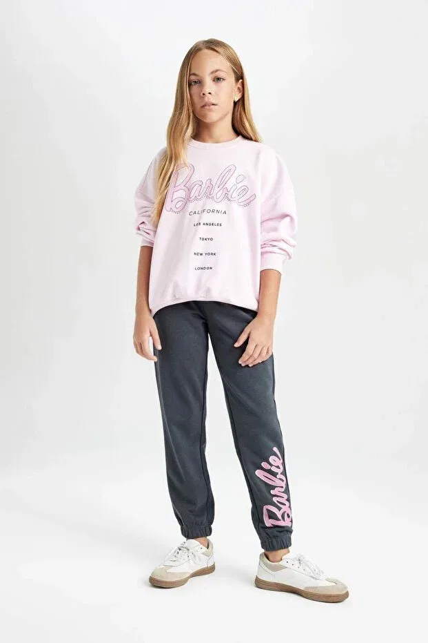 Детские свитшот для девочек оверсайз Barbie Defacto, Pink-Pn633 — фото 2