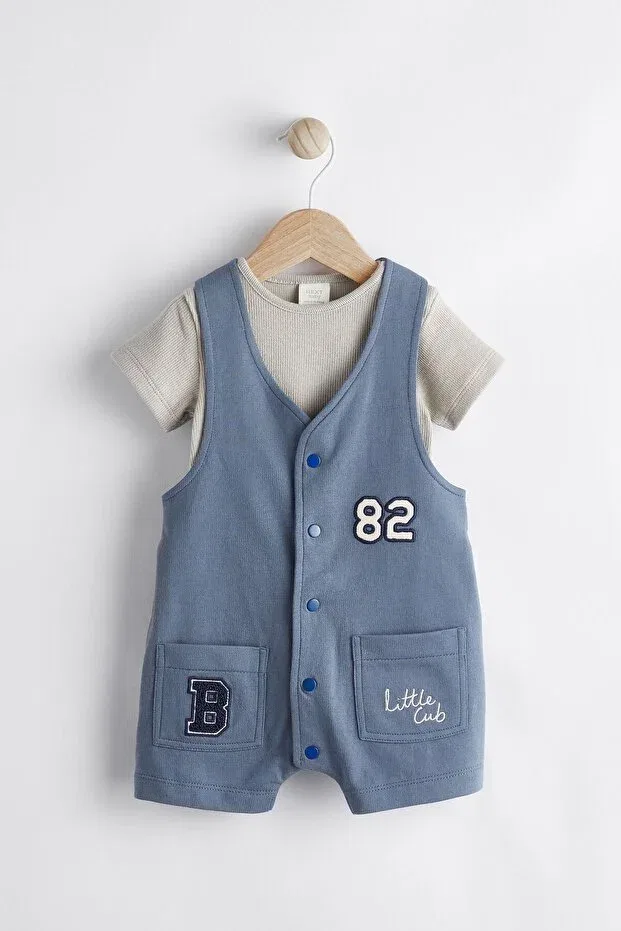 Детский комбинезон хлопковый комплект из 2 предметов Next Baby, Blue