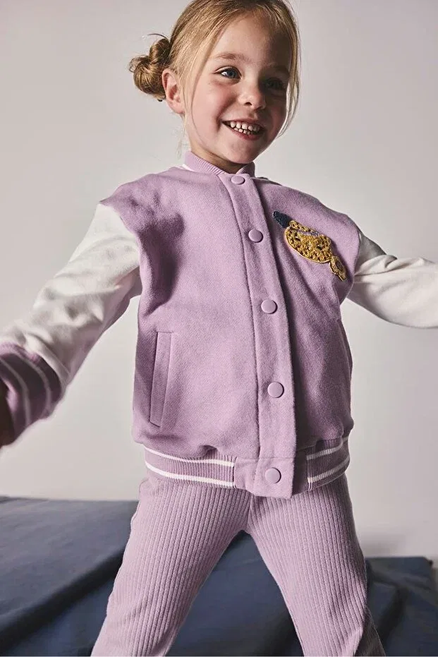 Детское пальто-бомбер для девочек с принтом Mothercare, Lilac