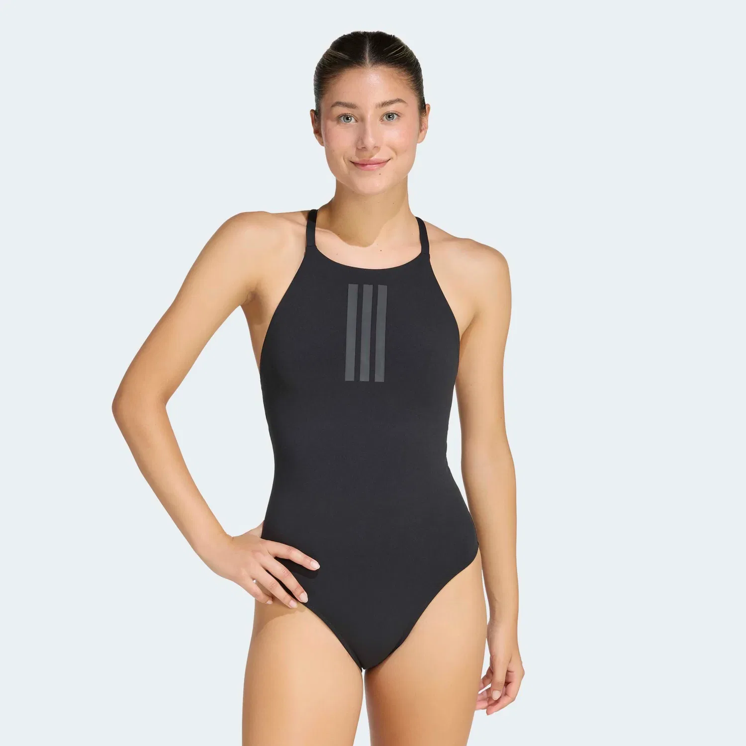 Женский слитный купальник с высоким вырезом Adidas Performance, Black