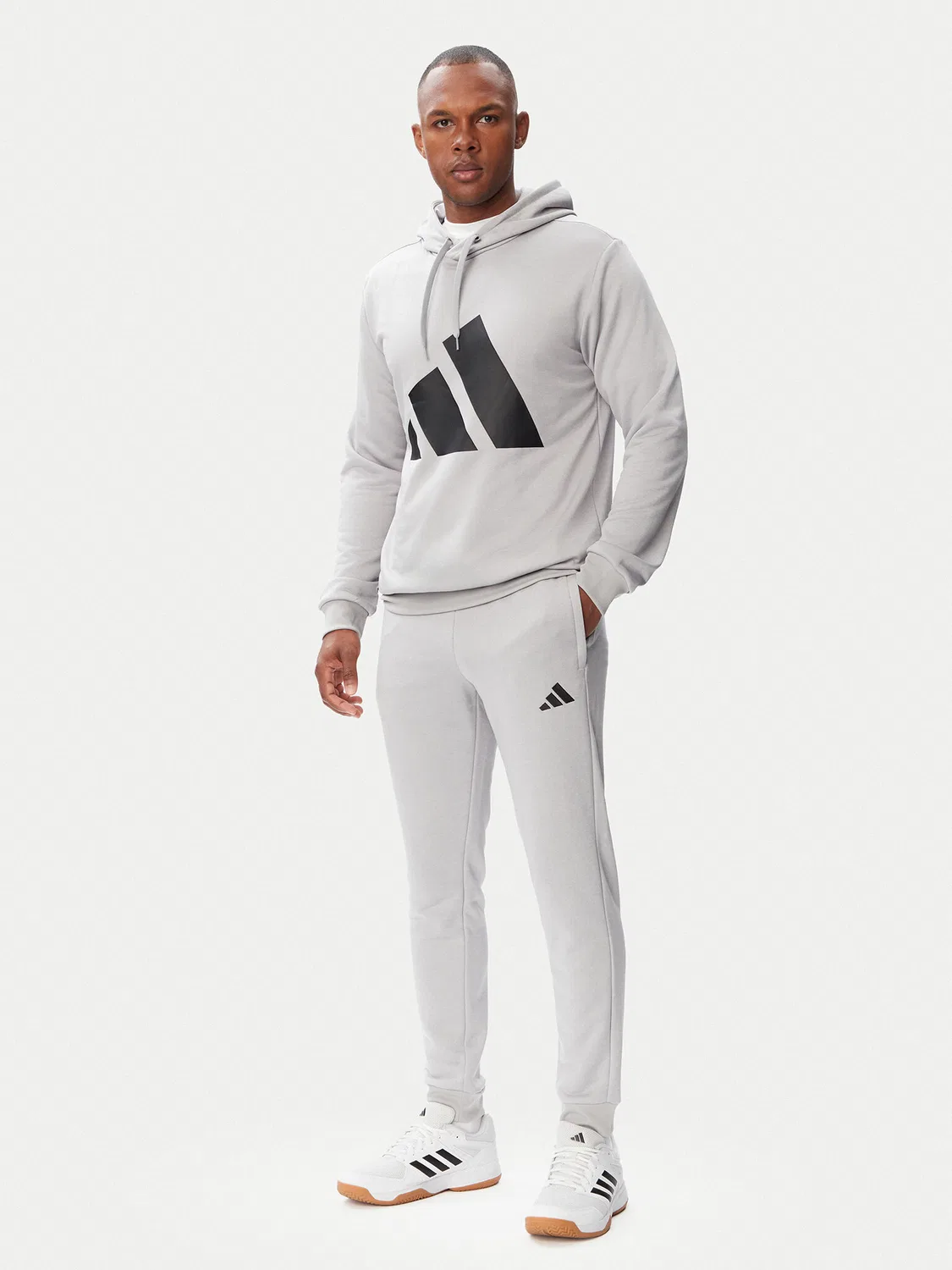 Мужской спортивный костюм стандартного кроя Big Logo Hooded Tracksuits Adidas, серый