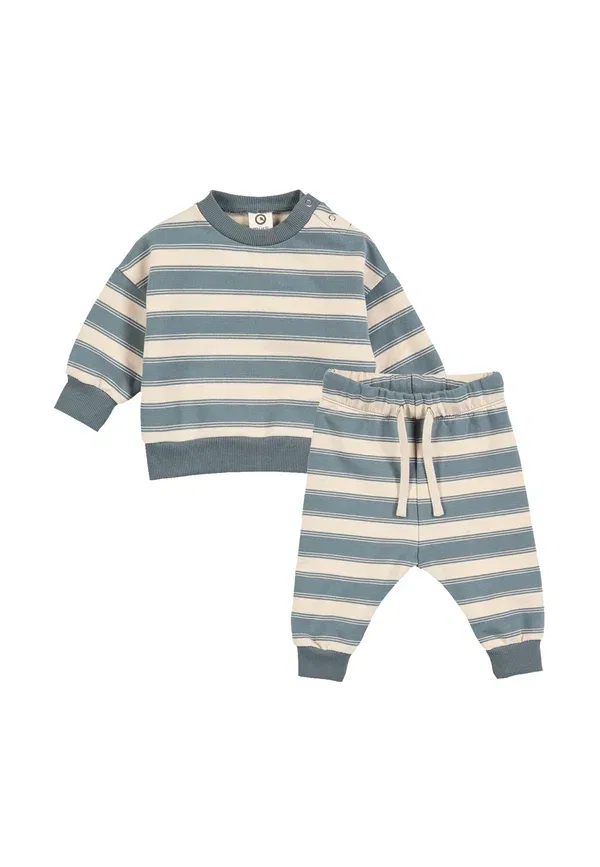 Комплект: свитшот и брюки, полосатый, Set, Musli By Green Cotton, Oak-stormy Blue, синий