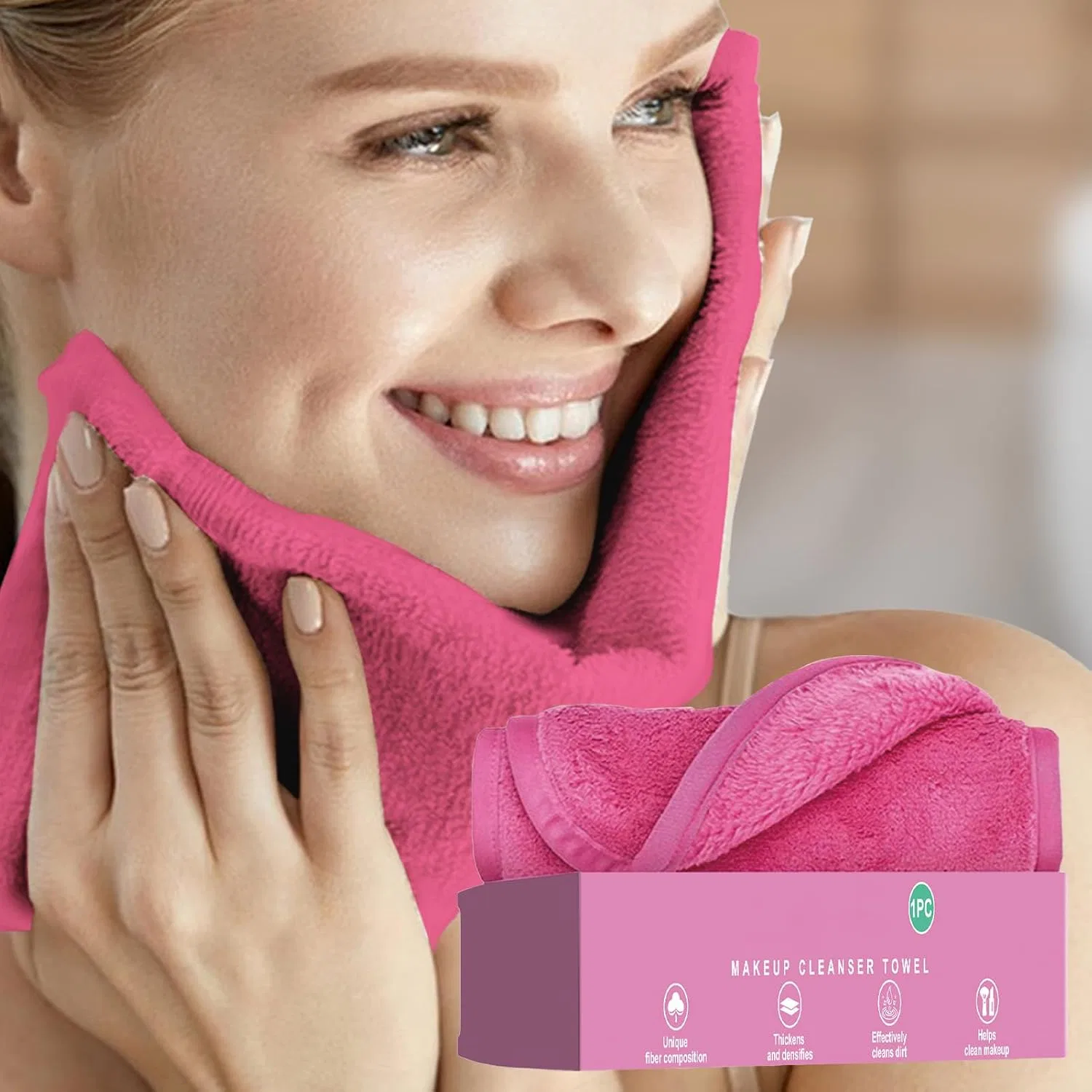 Салфетка для снятия макияжа, Generisch, 1 шт, Pink — фото 3