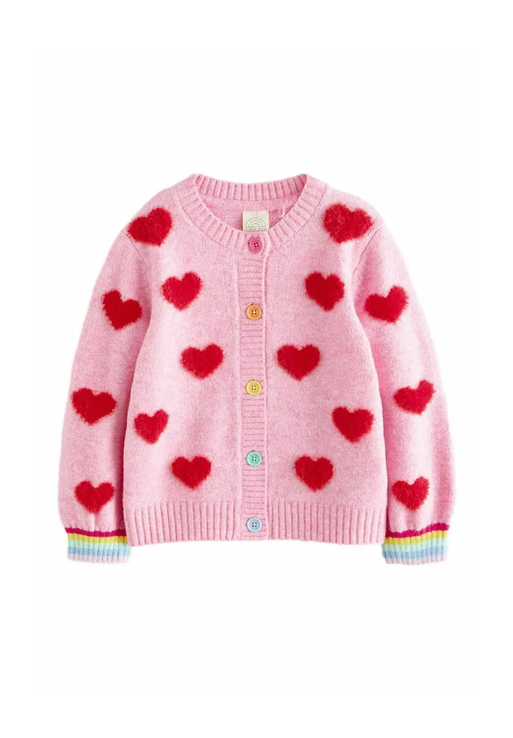 Кардиган стандартного кроя Little Bird, Pink & Red Fluffy Heart
