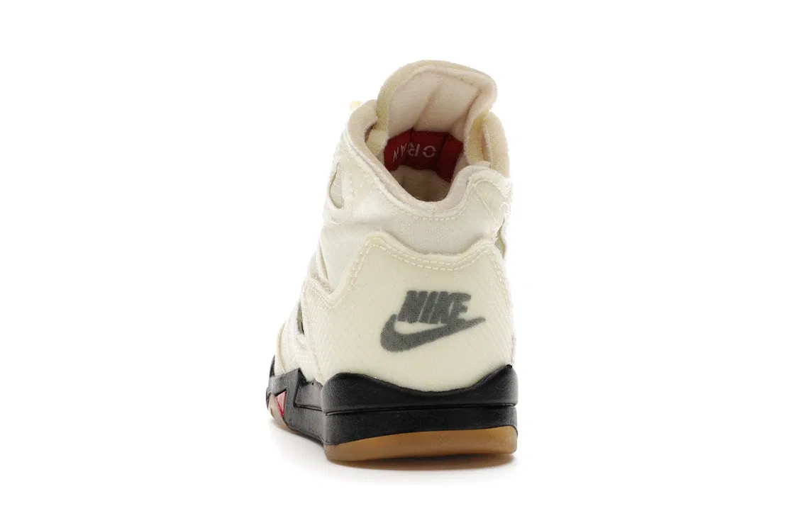 Детские кроссовки Lifestyle с принтом Jordan 5 Retro Off-White Sail, Sail/Fire Red-Muslin-Black — фото 4