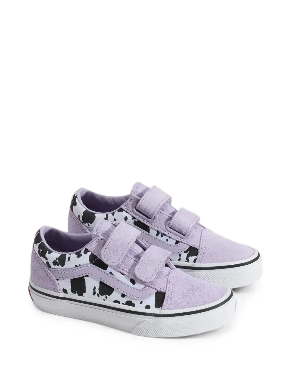 Кроссовки Old Skool V с коровьим принтом и ремешками на липучках Vans Kids, фиолетовый — фото 2