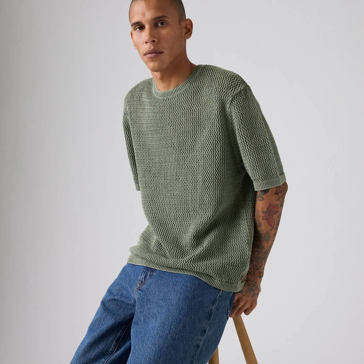 Вязаный свитер-рубашка Stinson Levi's, Mulled Basil - Green — фото 2