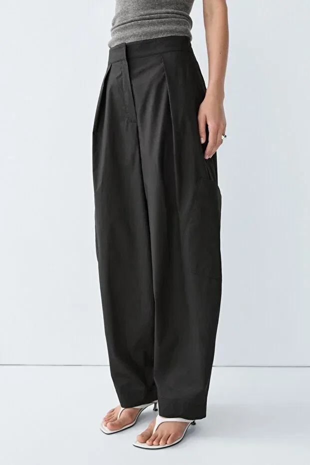Женские джинсы-карго с завышенной талией Massimo Dutti, Black — фото 2