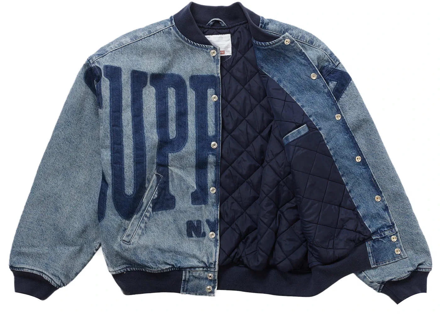 Мужская джинсовая куртка-варсити с принтом Supreme, Washed Blue — фото 2