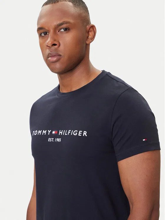 Футболка slim fit Core Logo Tee Tommy Hilfiger, темно-синий — фото 4