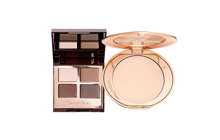 Женский набор для макияжа с пудрой и палеткой теней Charlotte Tilbury, Honey Radiance White 8G + Eye Shadow Palette Queen 5.2G