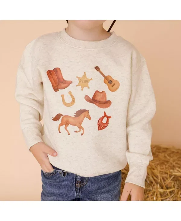 Детская толстовка для мальчиков с длинным рукавом Cowboy Sweatshirt Sweet Wink, Natural Heather — фото 3