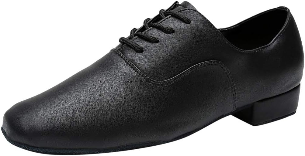 

Черные туфли Morden из кожи для латинских джазовых танцев, мужские бальные туфли с круглым носком, стильные кожаные верхние мужские туфли Generic