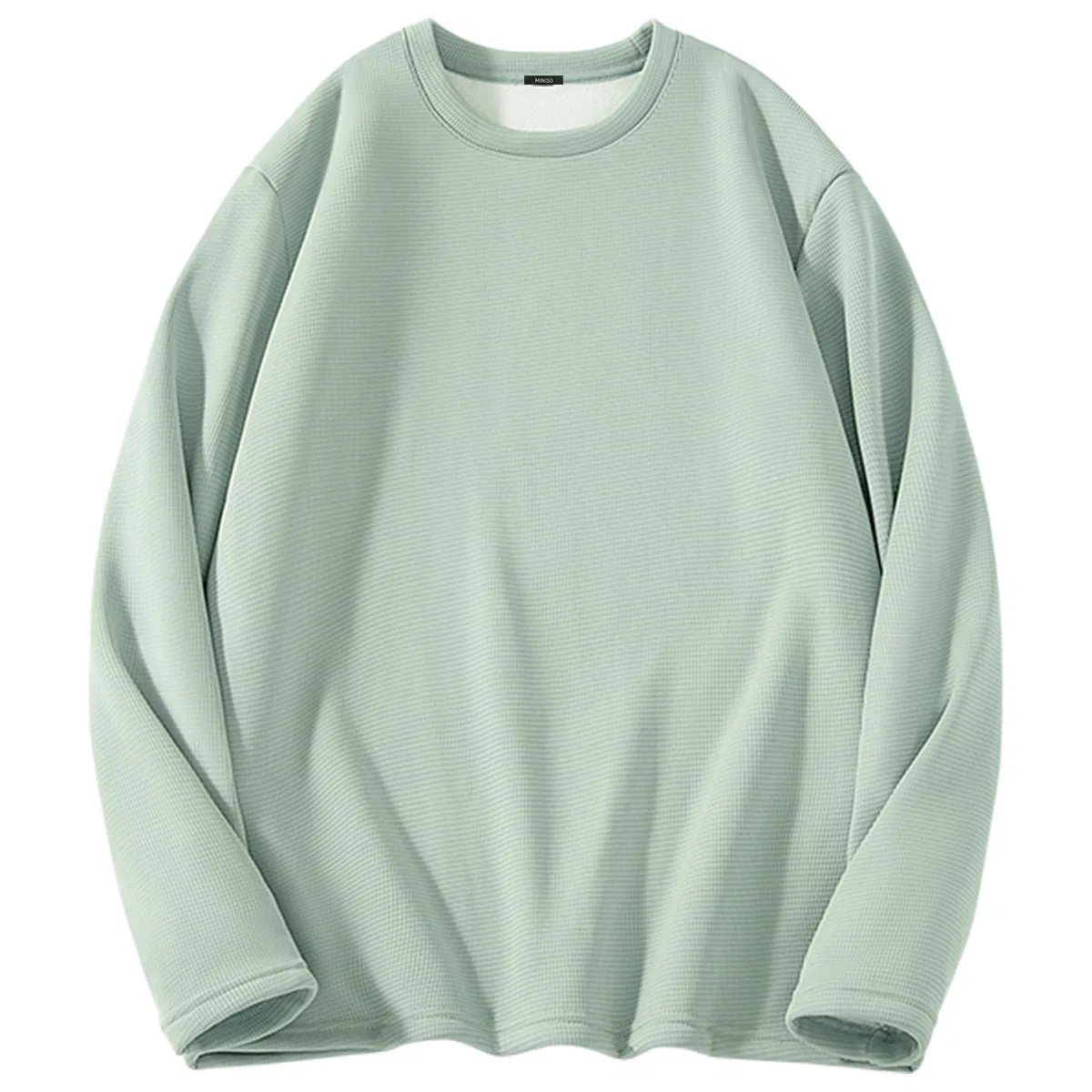 Детский свитер с воротником-гольф утепленный флисом MINISO, Mint Green