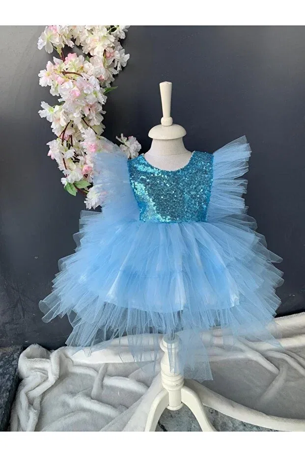 Детское платье для девочек без рукавов Petite Ponpon Baby, Blue