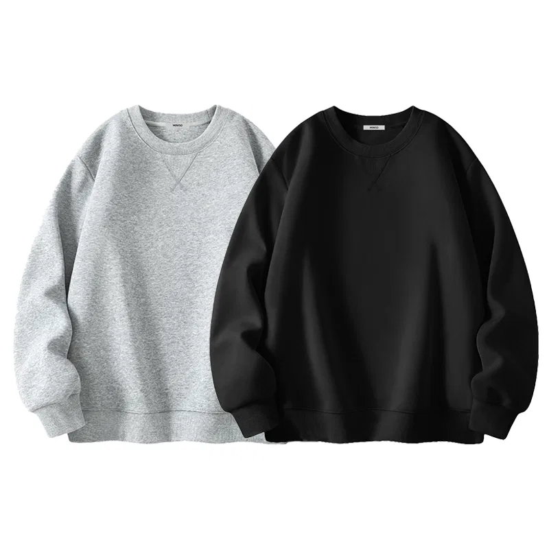 Детский свитшот из футера с принтом MINISO, Heather Gray + Black