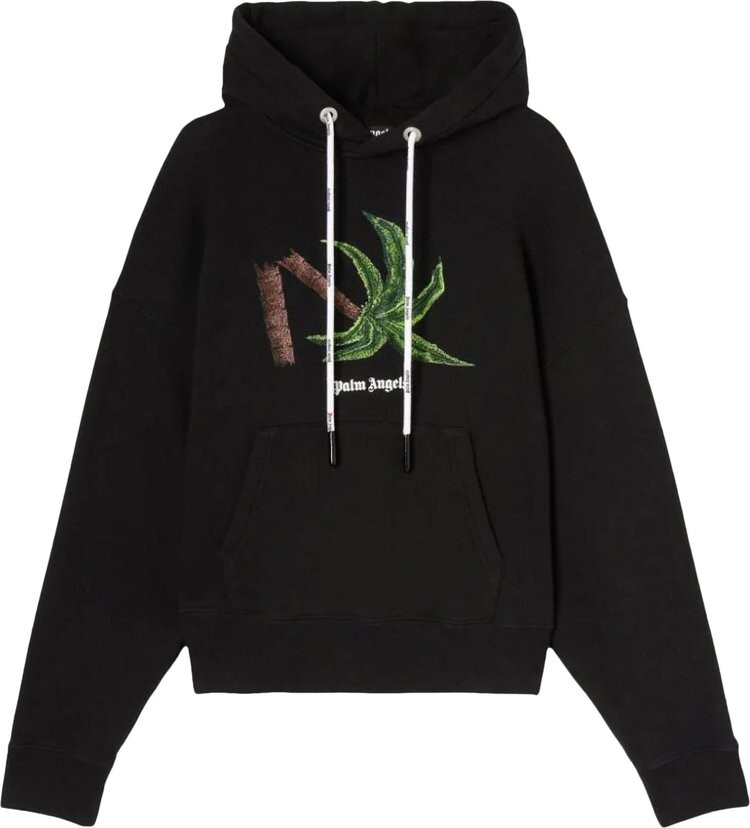 

Худи Palm Angels Broken Palm Hoodie 'Black/Green', черный