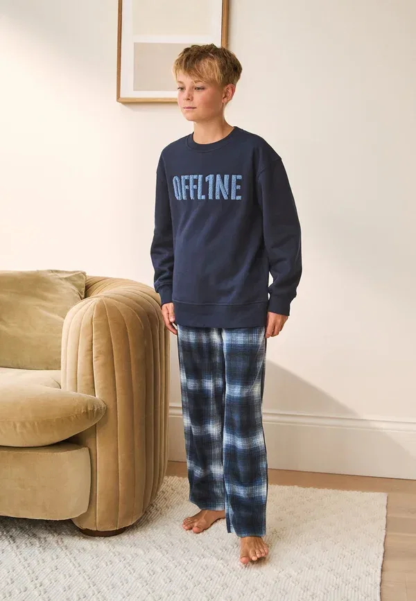 Пижамный комплект хлопковый Regular fit Next темно-синий Check — фото 2