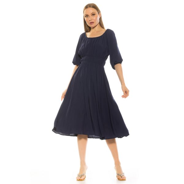 

Женское платье Emily Fit & Flare с круглым вырезом и сборками Alexia Admor, синий