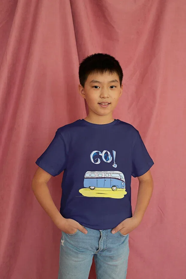Детская футболка для мальчиков с принтом Go Caravan Bubuga, Navy Blue