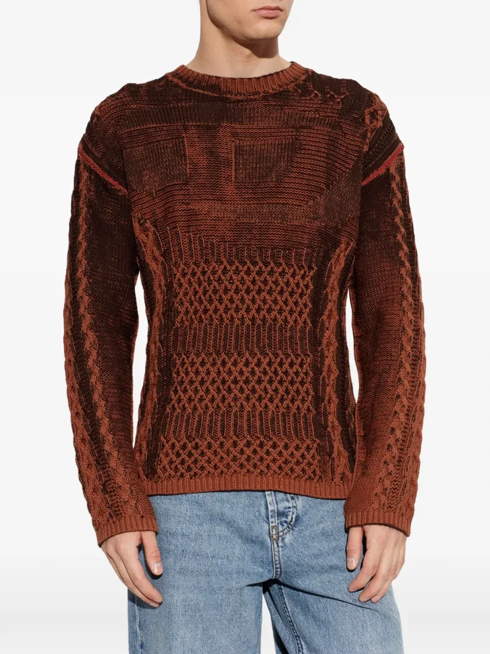 Свитер K-Mione фактурной вязки Diesel, коричневый — фото 3