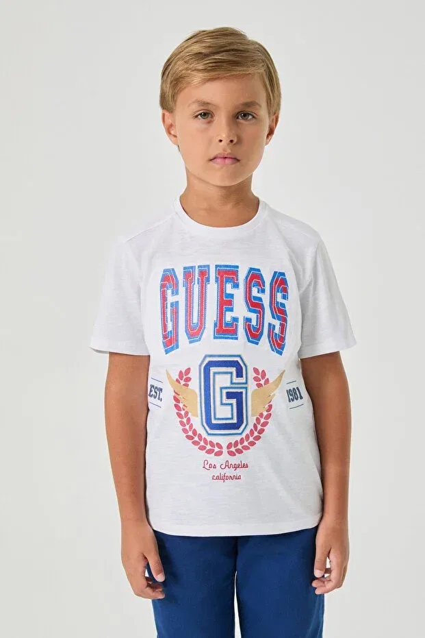 Детская футболка для мальчиков хлопковая Guess, White — фото 2