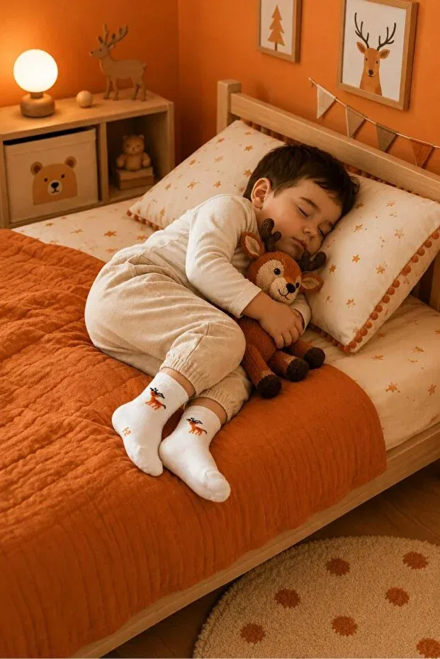 Детские носки хлопковые с узором Organic cotton premium 4-piece baby & kids socks with little deer pattern Lakoren, Gray — фото 2