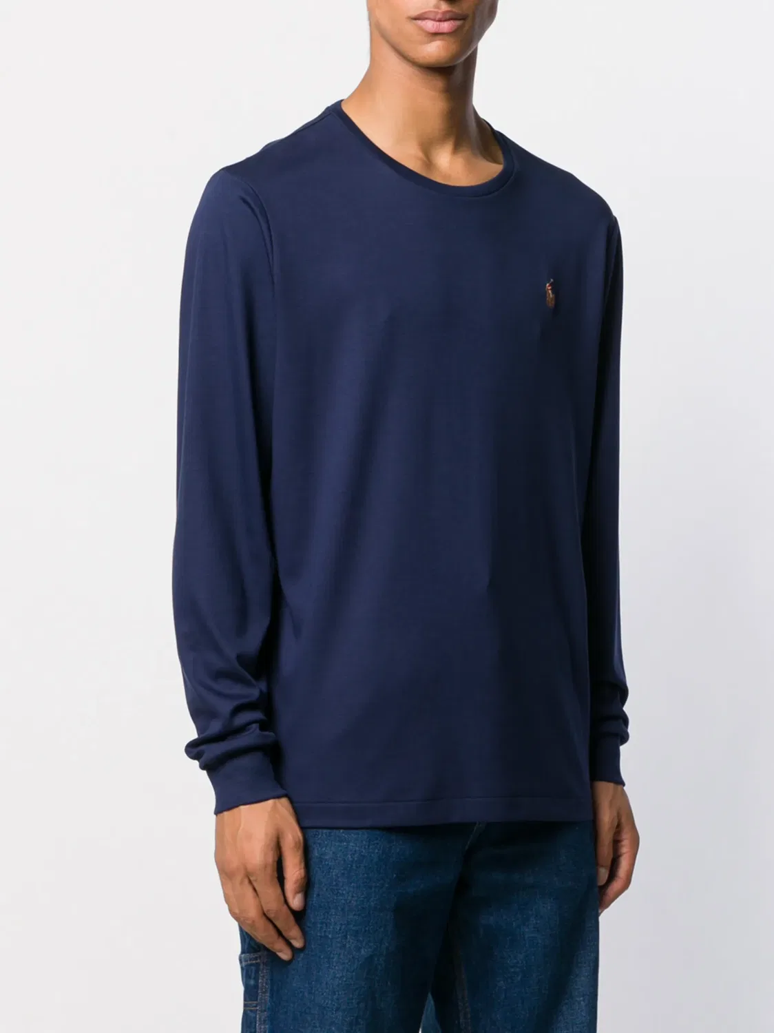 Polo Ralph Lauren Футболка с вышитым логотипом, синяя — фото 3