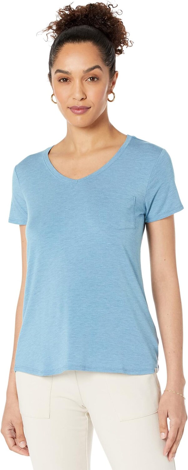 

Пуловер Prana Foundation Short Sleeve V-Neck, цвет Sea Mist Heather