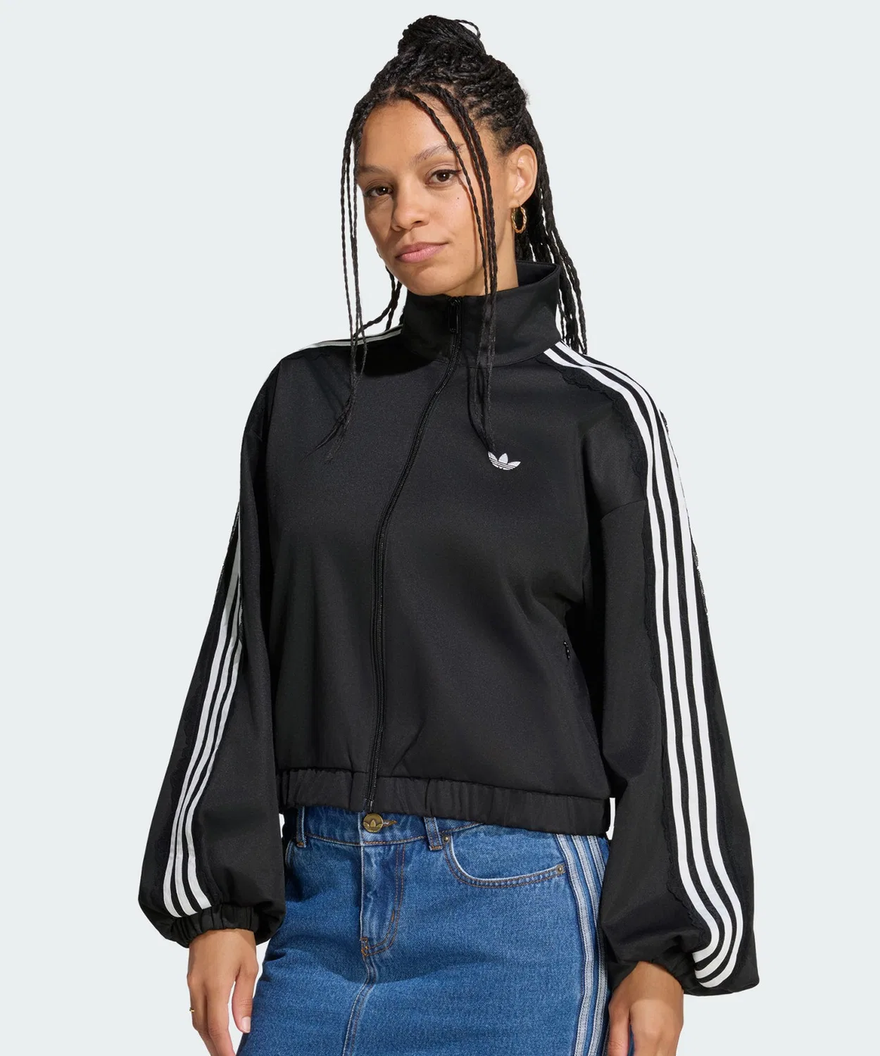 Женский оверсайз-трек-топ с кружевными вставками Adidas Originals, Black