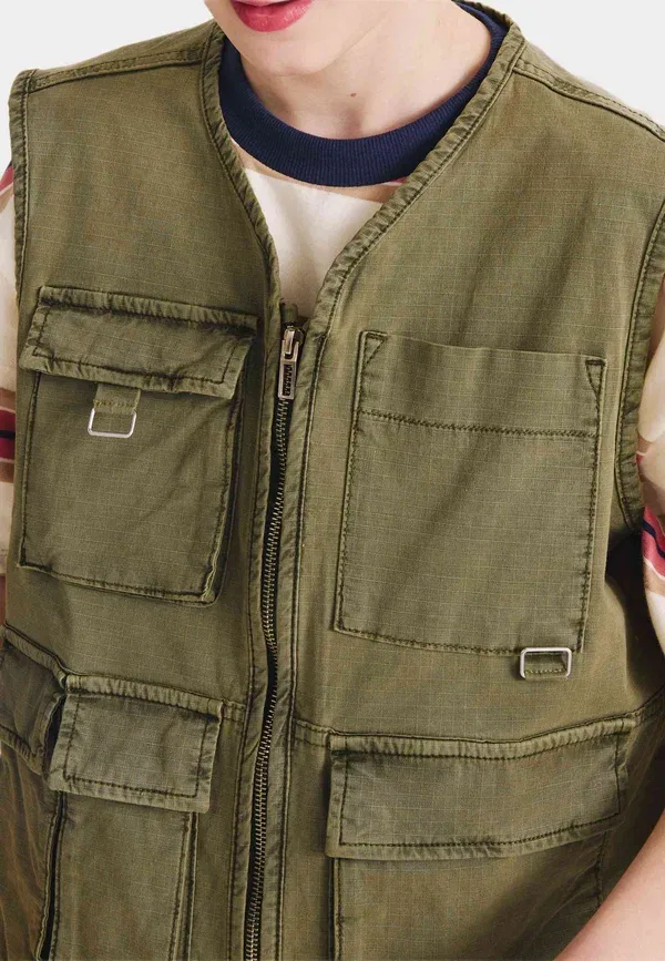 Жилет хлопковый Waistcoat Marks & Spencer, khaki, хаки — фото 4