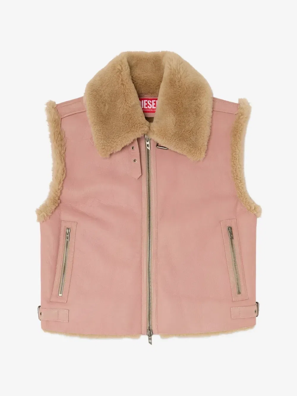 Жилет из овчины DIESEL, розовый