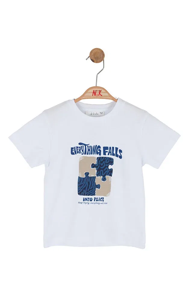 Детская футболка с принтом Puzzle T-Shirt Nk Tekstil, White — фото 4