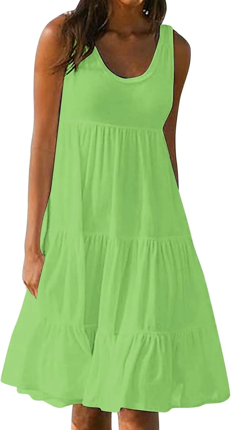 Женское повседневное платье миди без рукавов, Mint Green